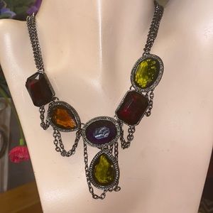 Simply Sage Faux Crystal Statement Necklace